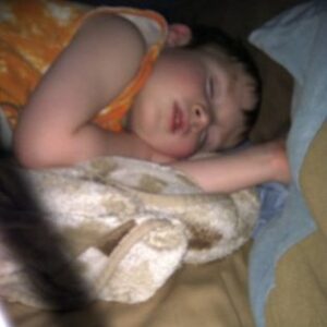 Colin napping with Bear Blanket